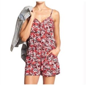 Banana Republic Romper Faux Wrap Floral Rayon